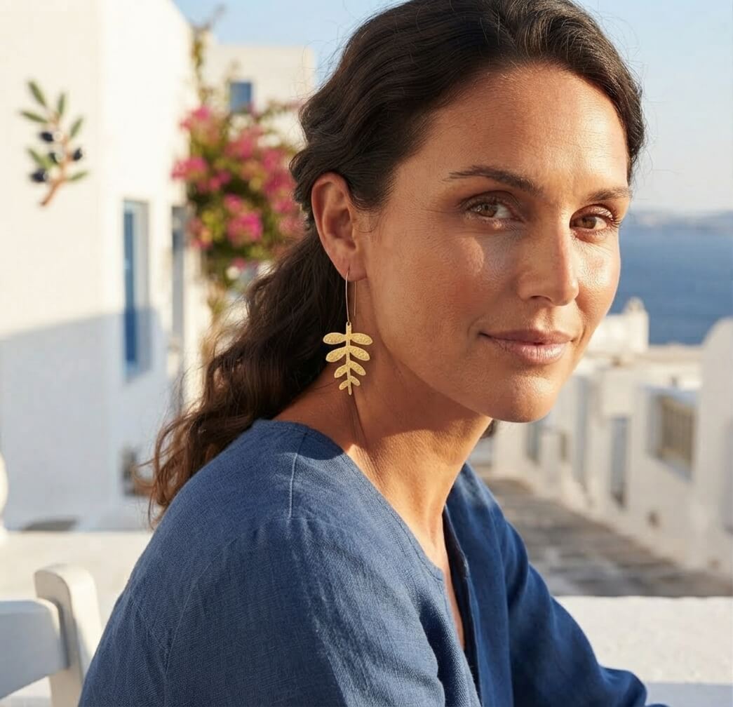 Fern Earrings- Hammered Brass