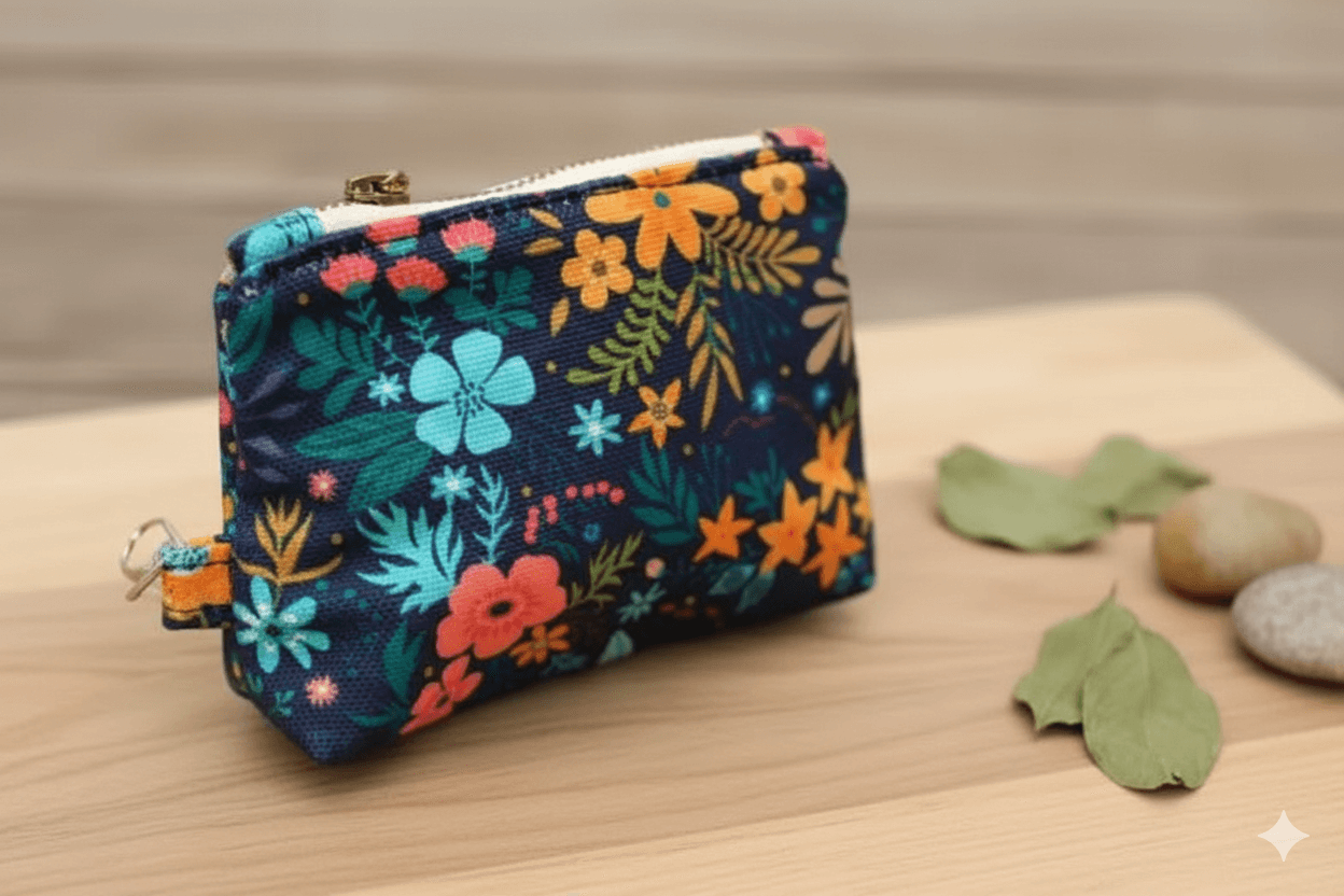 Small Daisy Floral Coin Pouch With Clasp