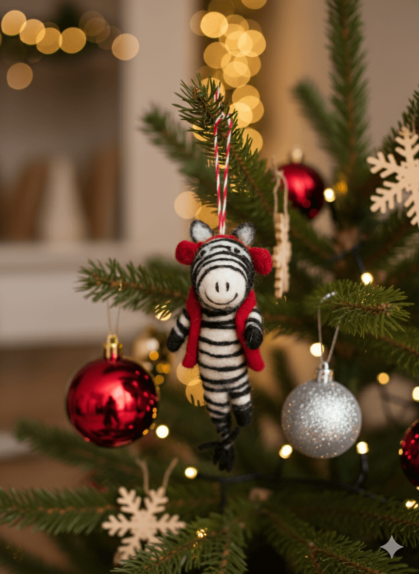 Felt Zebra Ornament - Christmas Tree Decoration