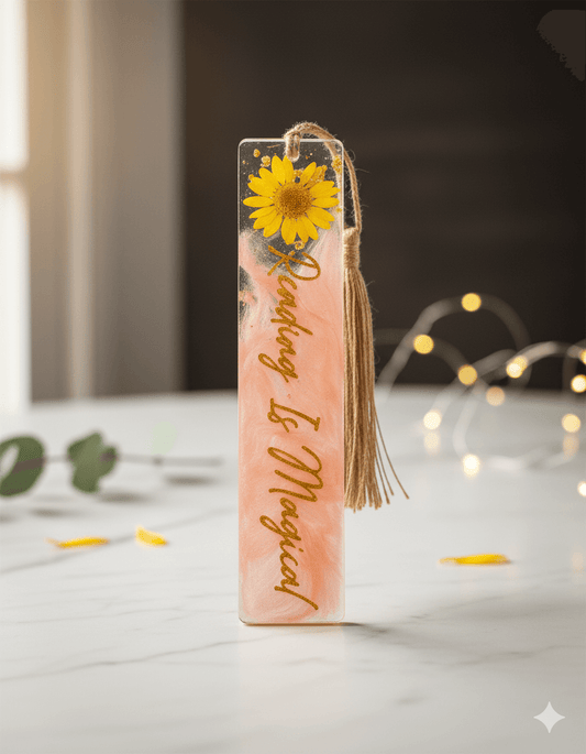 'Reading is Magical' Pink Bookmark - Handmade Resin Art