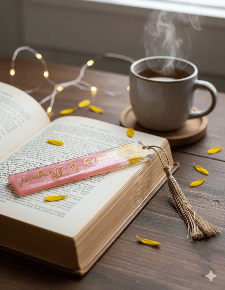 'Reading is Magical' Pink Bookmark - Handmade Resin Art