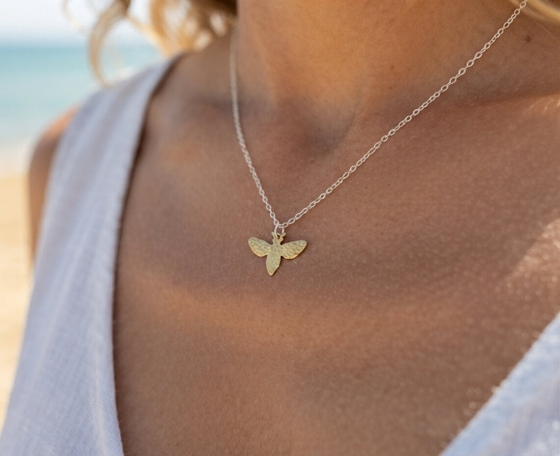 Beautiful Bee Pendant - Handmade Brass Pendant
