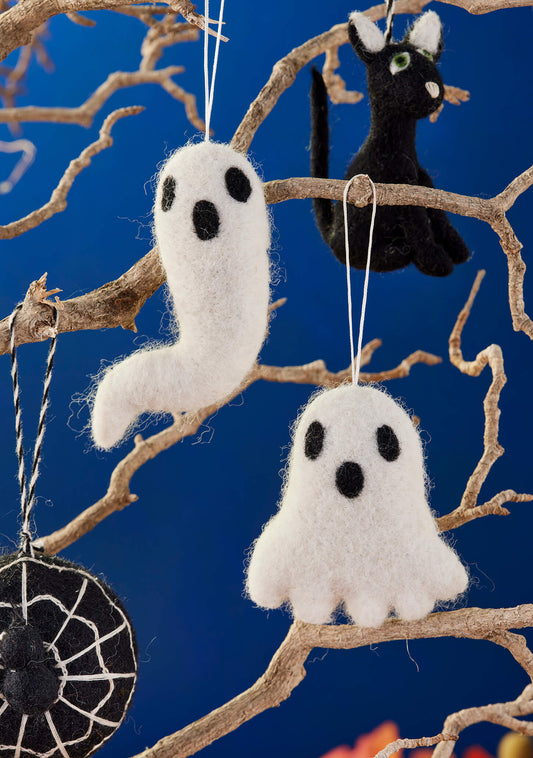 Set Of 2 Felt Halloween Ghost Decoration