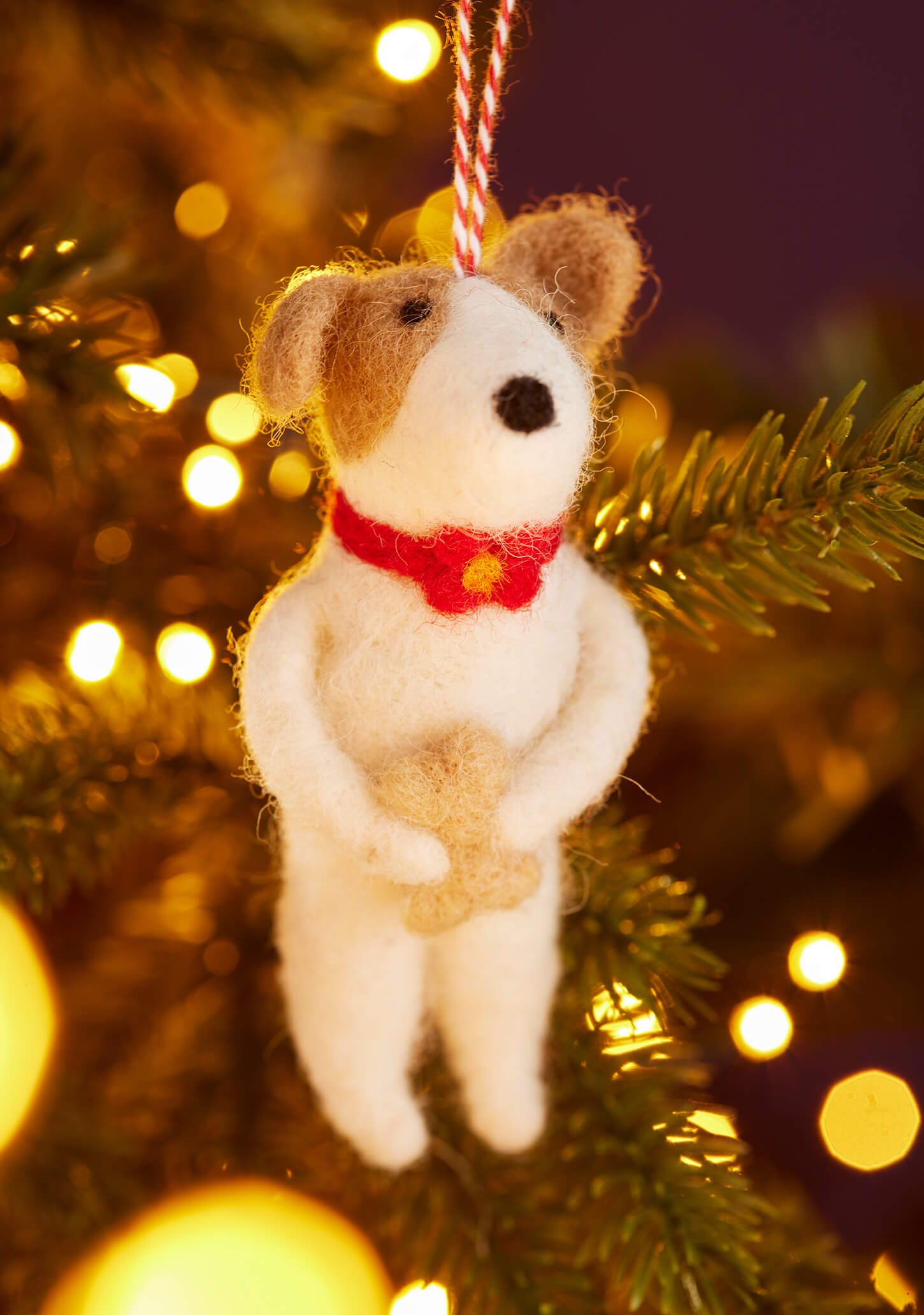 Felt Dog With Bone Ornament - Christmas Tree Decoration