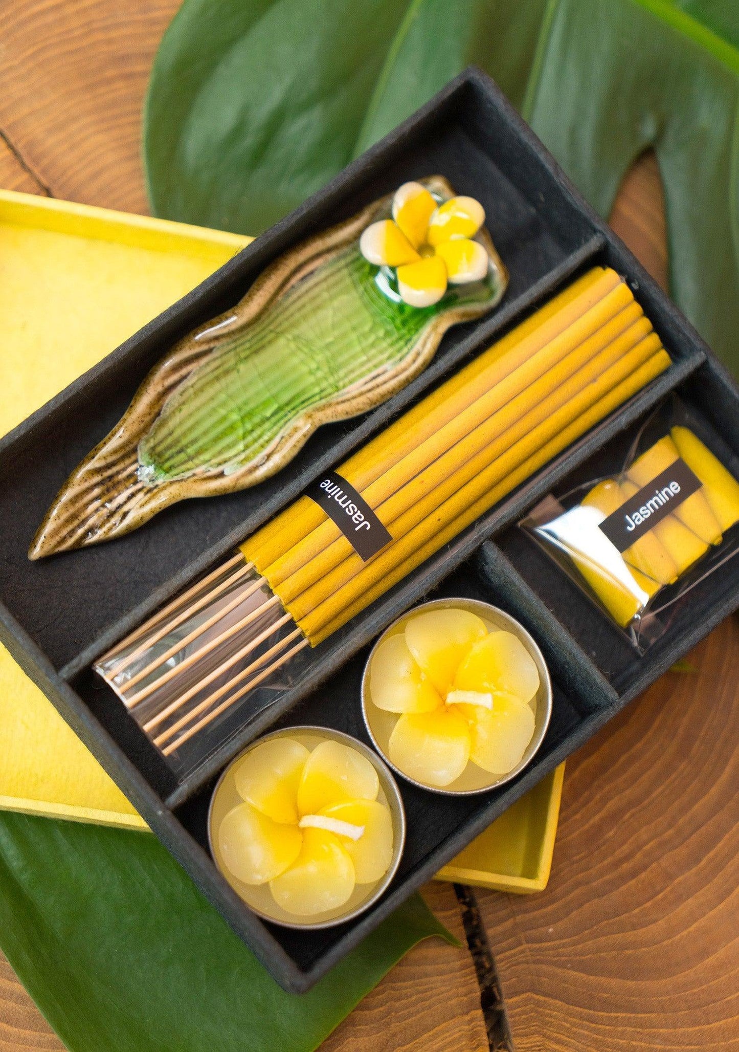 Thai Incense Gift Set With Tealight Candles, Incense Cones & a Holder