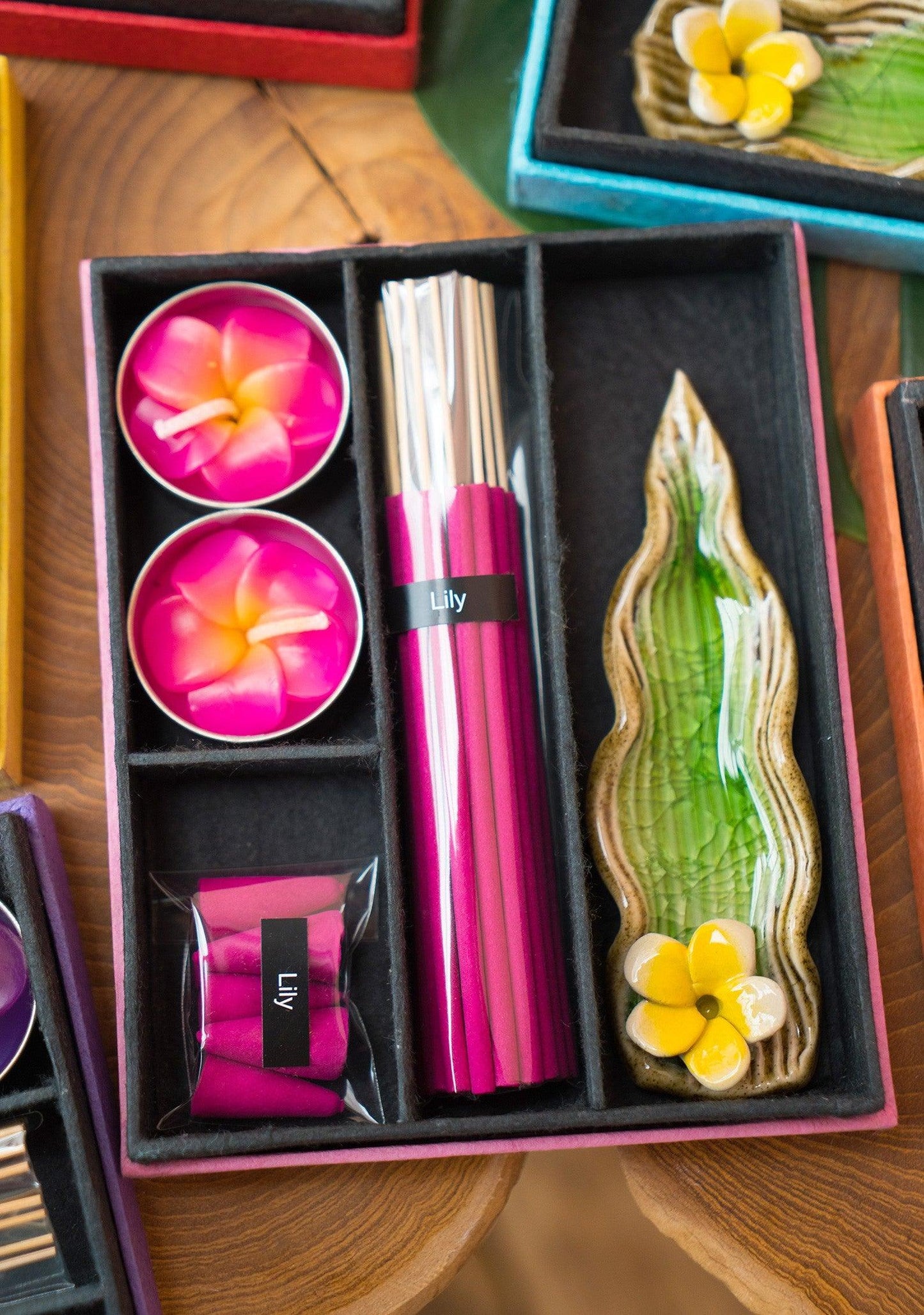 Thai Incense Gift Set With Tealight Candles, Incense Cones & a Holder