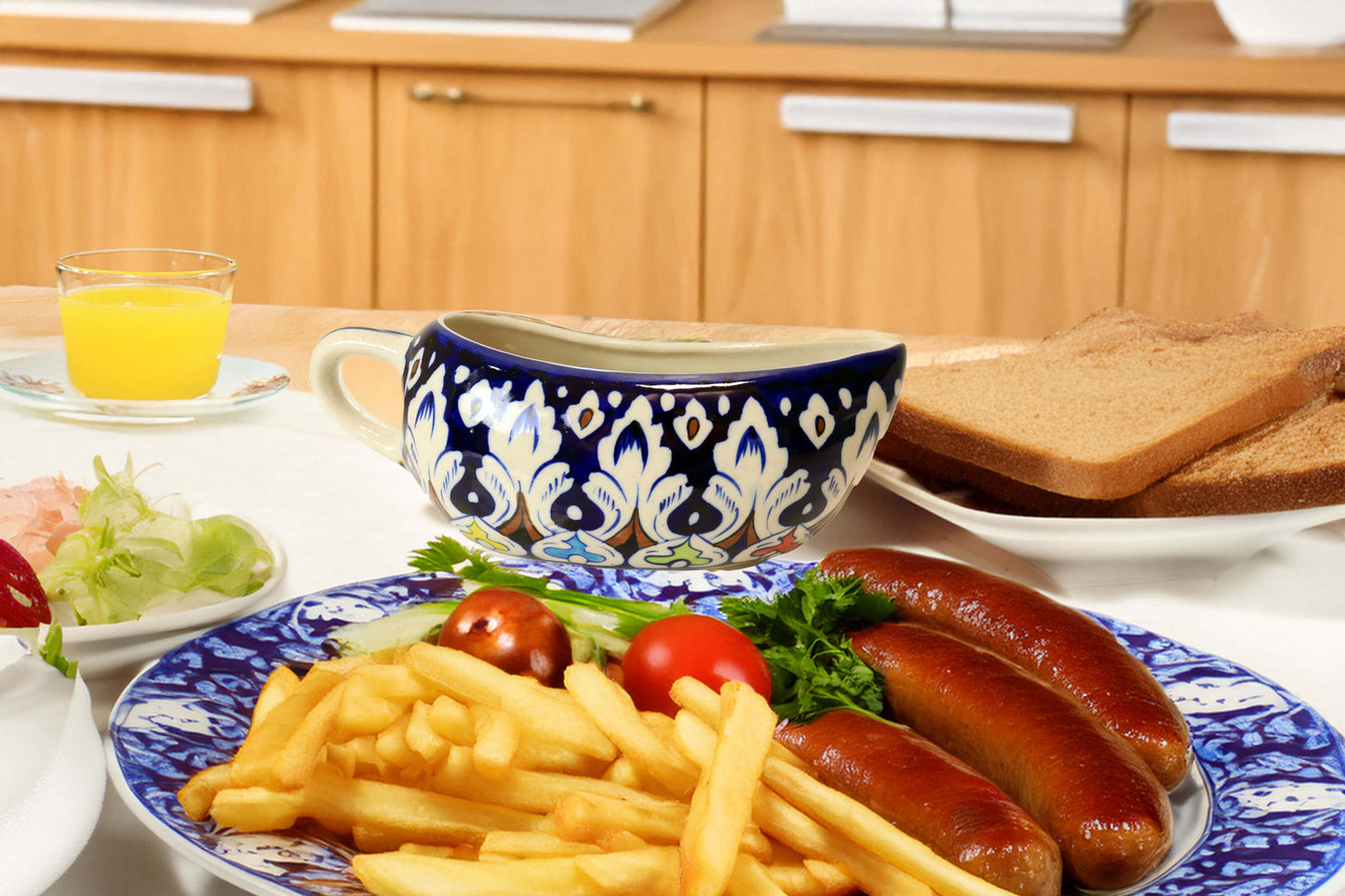 Ceramic Sauce & Gravy Boat - Handmade Blue White Pottery