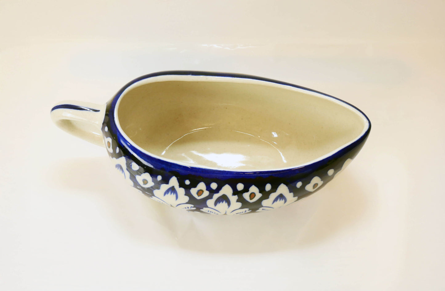 Ceramic Sauce & Gravy Boat - Handmade Blue White Pottery