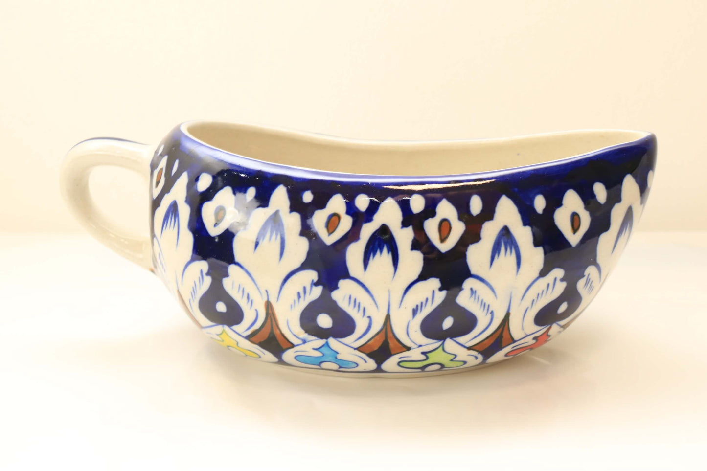 Ceramic Sauce & Gravy Boat - Handmade Blue White Pottery