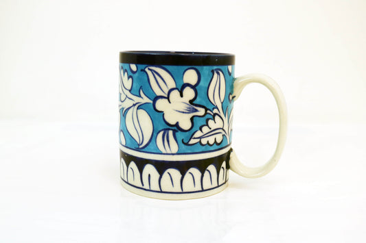 Ceramic Hot Chocolate Mug - Handmade Blue White Pottery