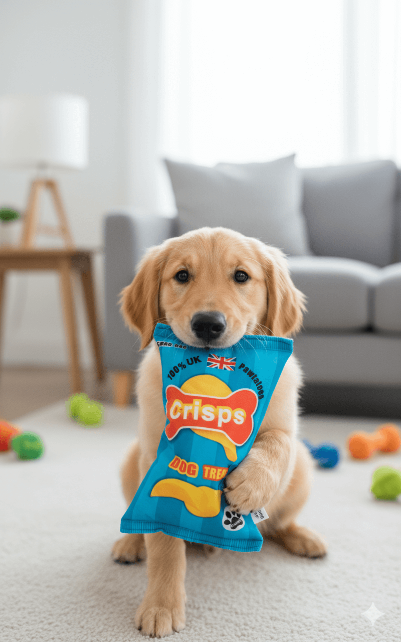 Squeaky Crisp Packet Dog Toy - Crinkle Plush for Small Dogs