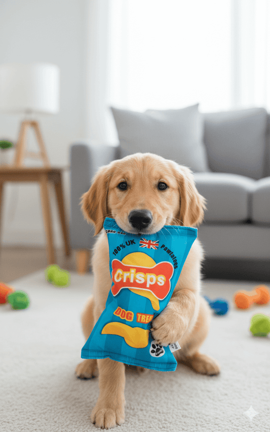 Squeaky Crisp Packet Dog Toy - Crinkle Plush for Small Dogs