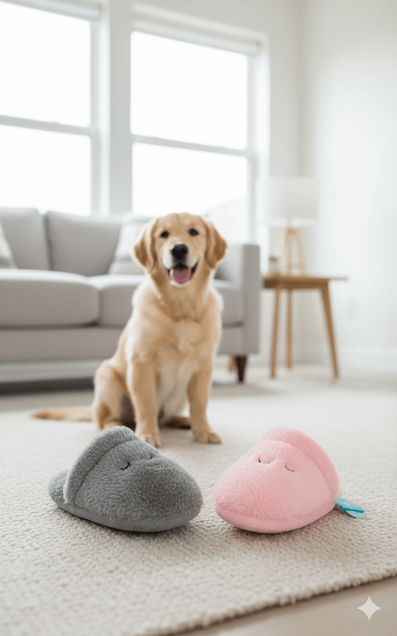 Squeaky Slipper Dog Toy - Plush Toy for Boredom Relief