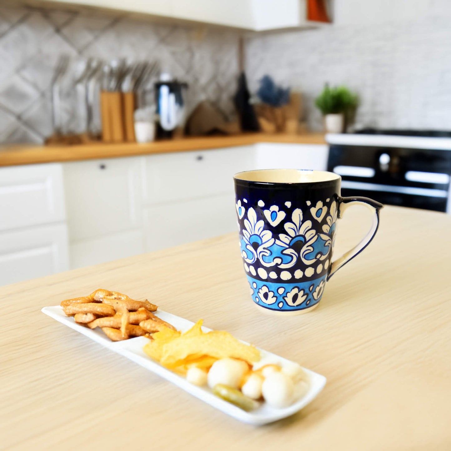 Ceramic Tea Mug - Handmade Blue White Pottery