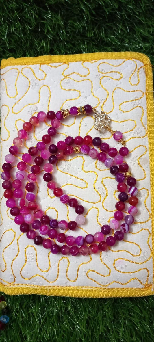 Pink Aqeeq Tasbeeh - 100 Prayer Beads - Ethimaart 