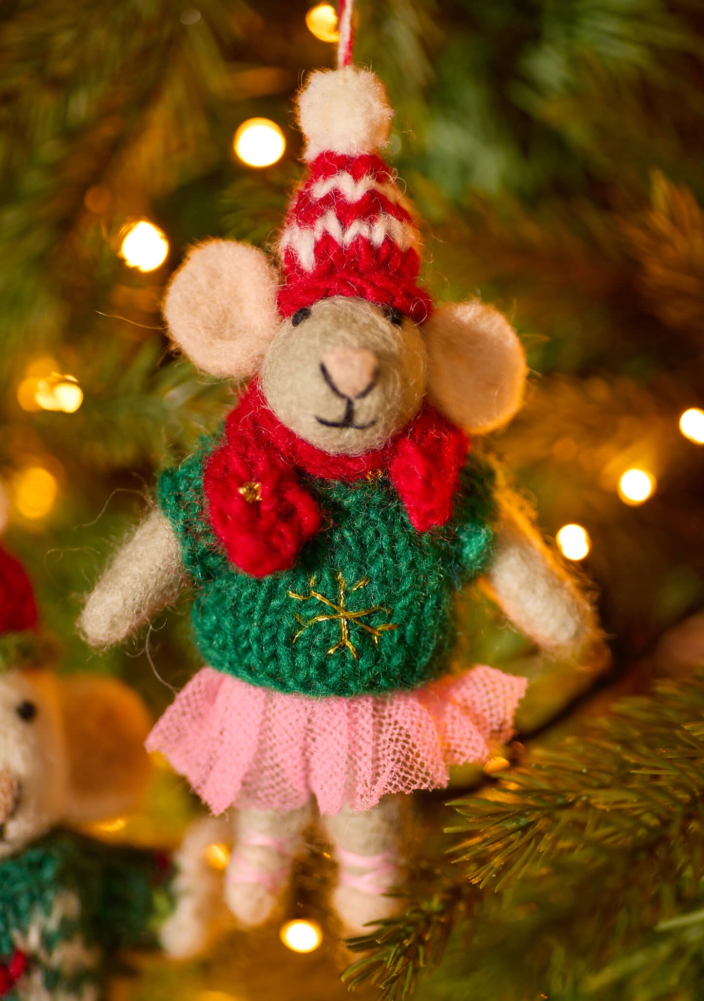 Felt Christmas Mice With Santa Hat 