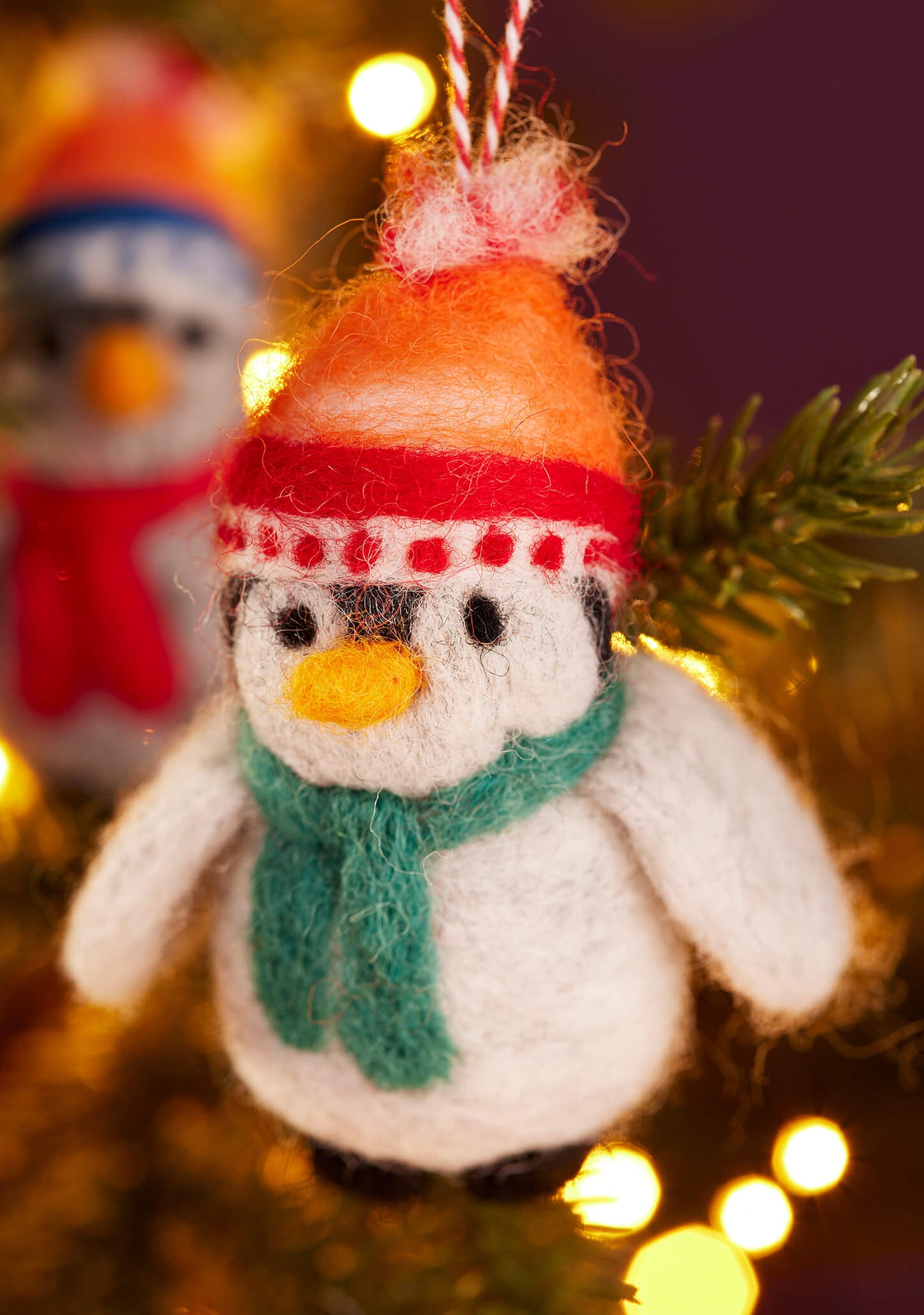 Felt Penguin In Beanie Hat Ornament - Christmas Decoration