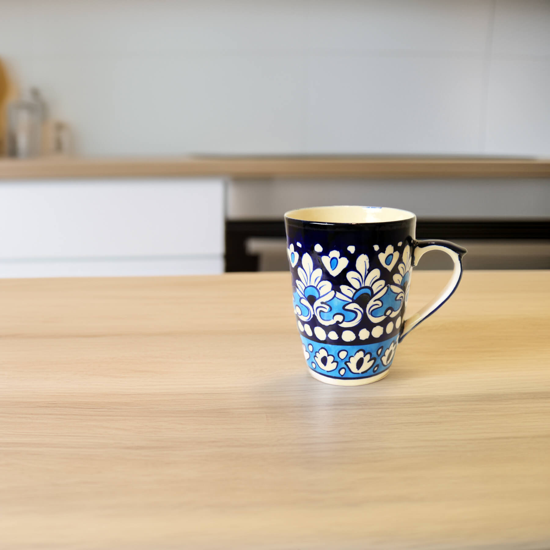 Ceramic Tea Mug - Handmade Blue White Pottery