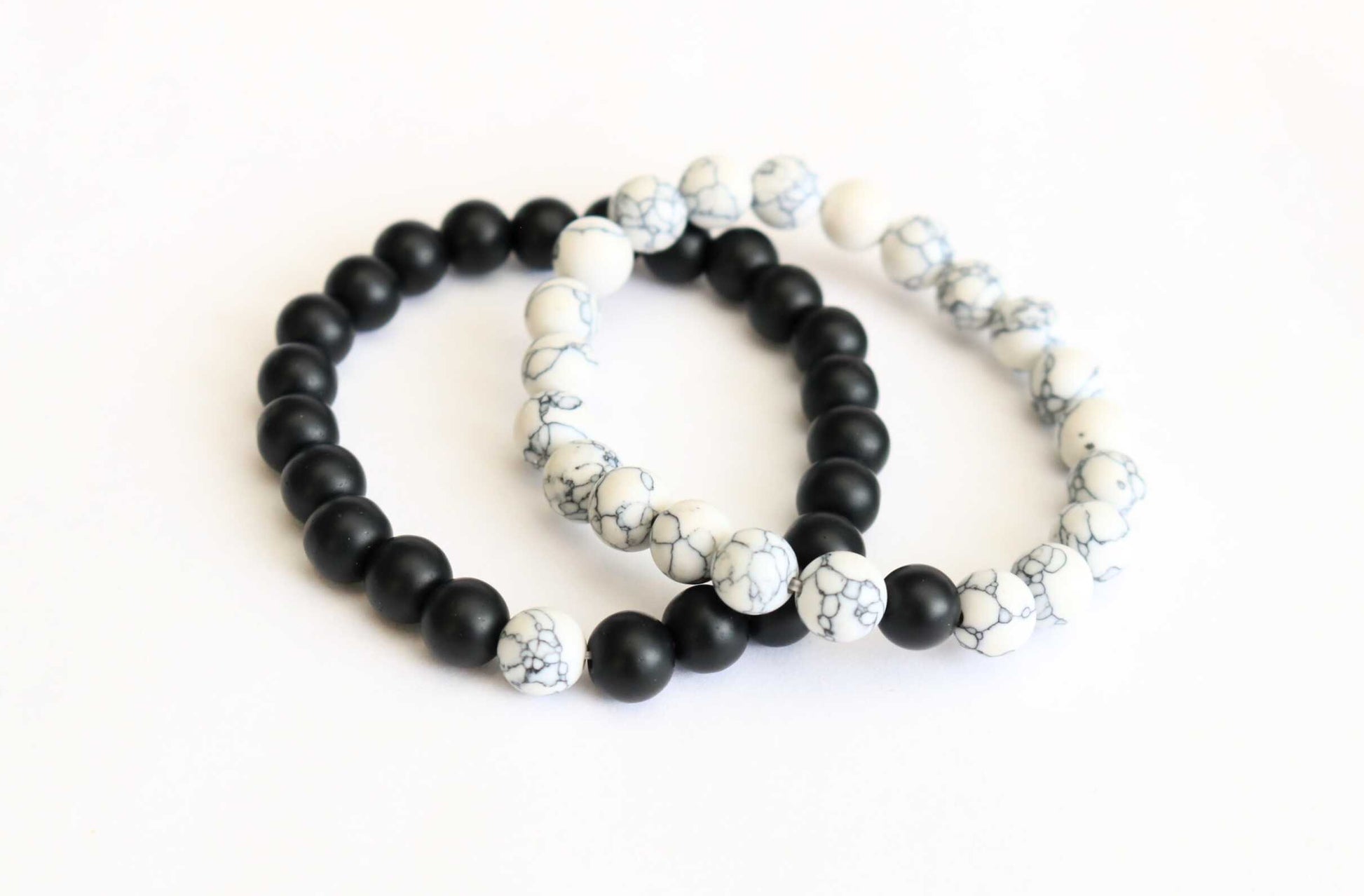 Black & White Turquoise Gemstone - Couple Bracelet