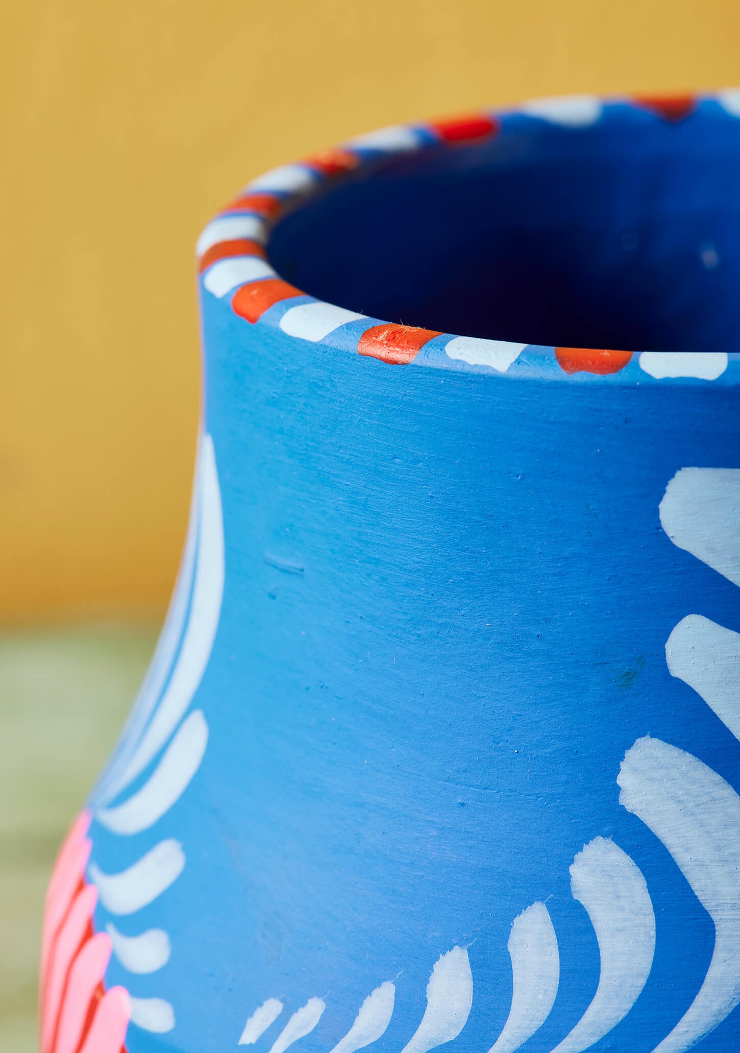 Terracotta Blue Flower Vase - Hand Painted (12 x 17cm)