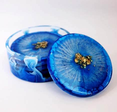 Blue Resin Coaster Set