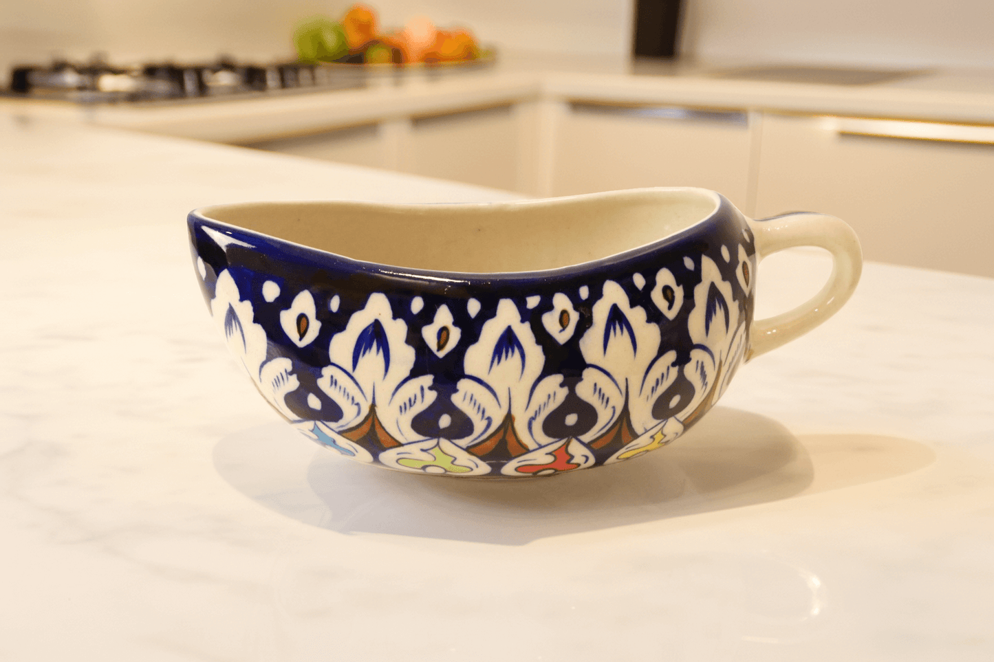 Ceramic Sauce & Gravy Boat - Handmade Blue White Pottery