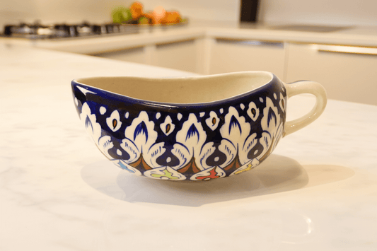 Ceramic Sauce & Gravy Boat - Handmade Blue White Pottery