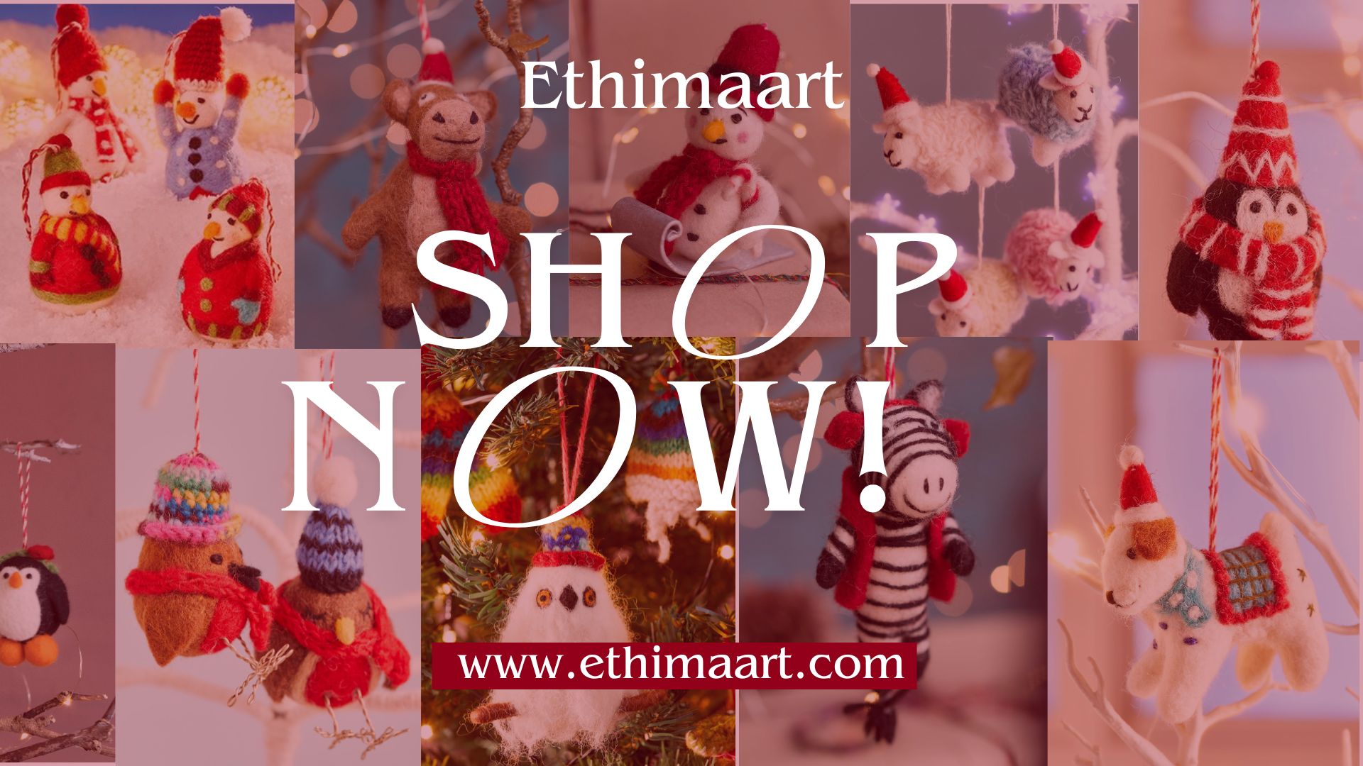 Load video: eco friendly and sustainable felt christmas tree decorations cute felt animal ornaments