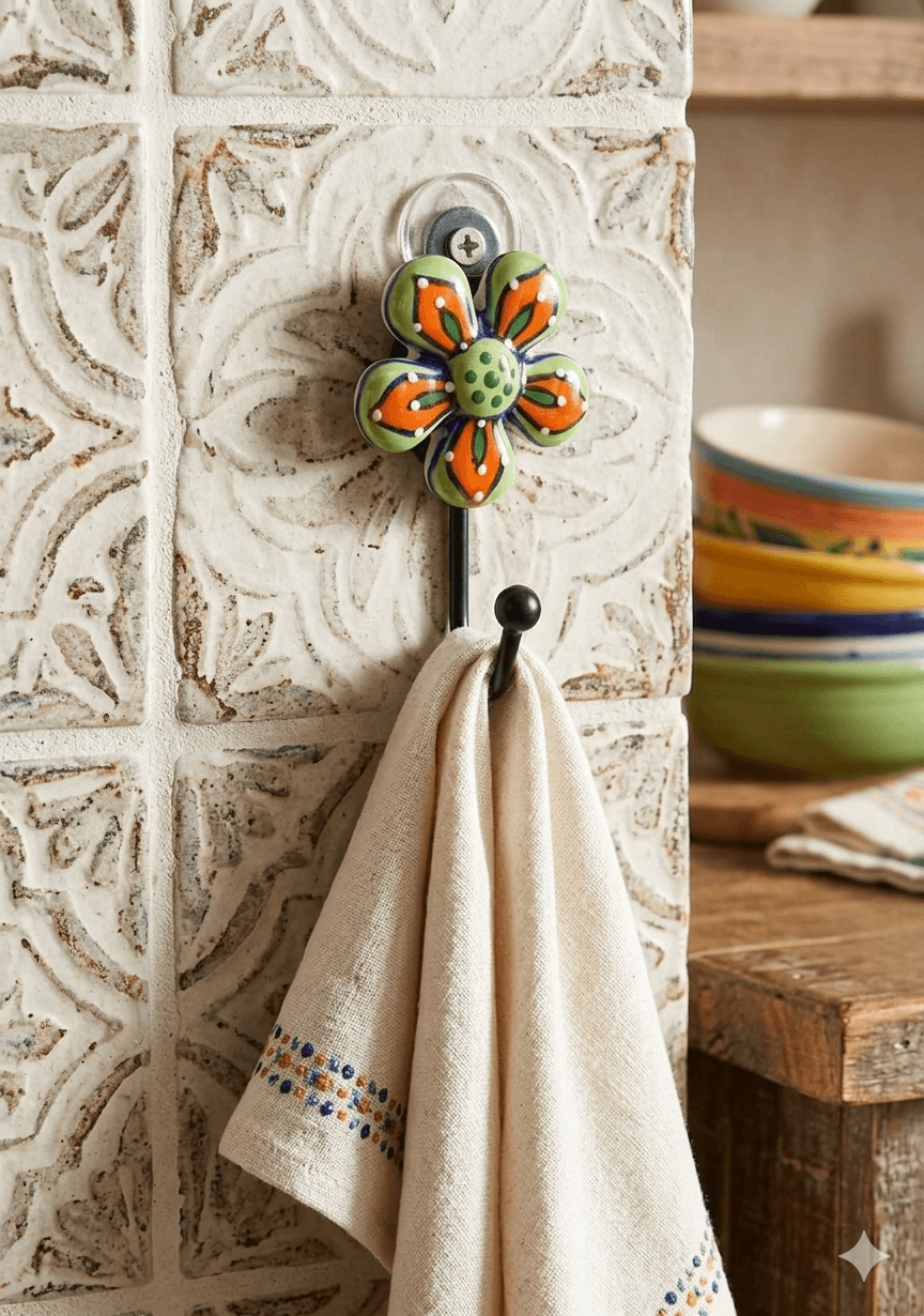
Decorative Flower Wall Hooks - Key Holder
