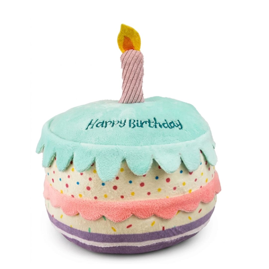 Dog Birthday Cake Plush Toy – Squeaky & Crinkle Sensory Gift
