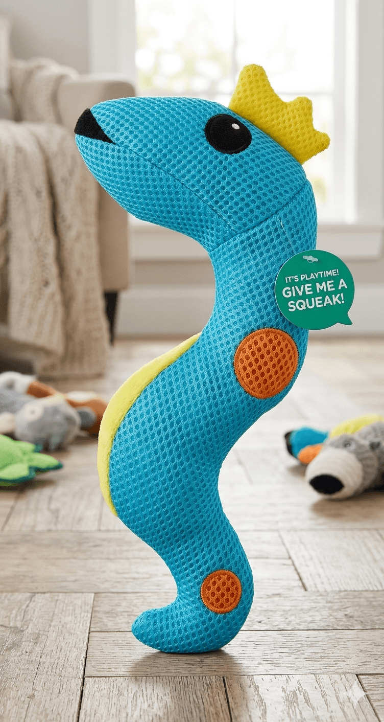 Marine Animal Squeaky Dog Toy - Knitted Interactive Plush