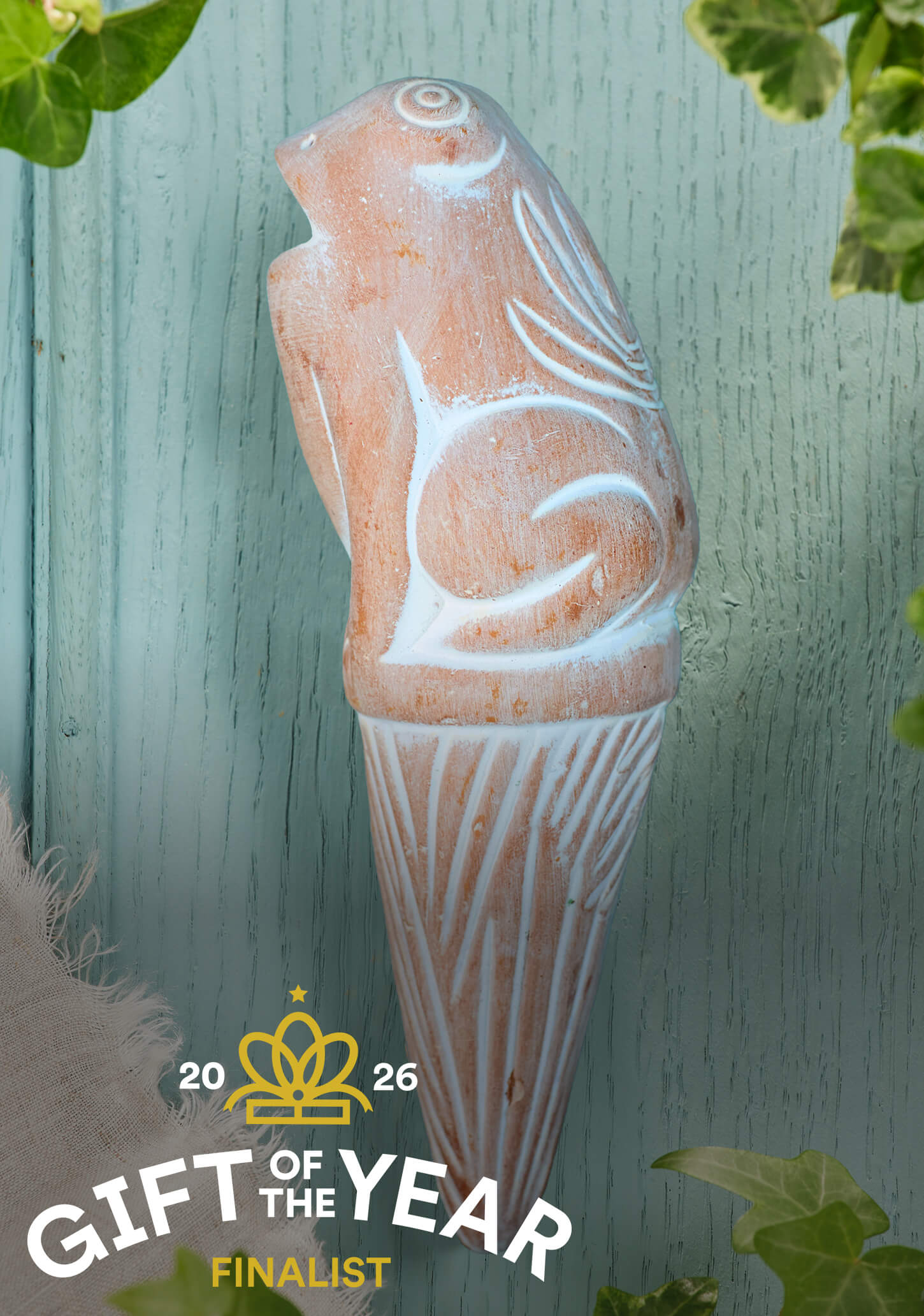 Sustainable Terracotta Frog Plant Water Spike