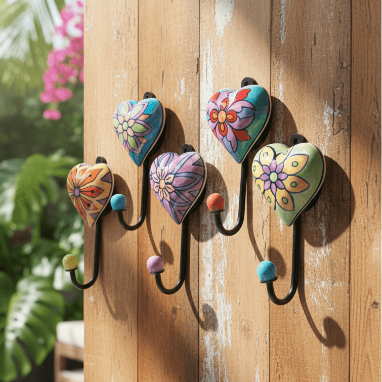 hand painted ceramic wall hooks made for entryways