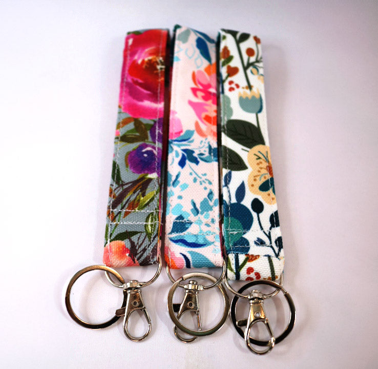 Wristlet Keychain Fob | Cute Floral Key Ring | Handmade Keychain