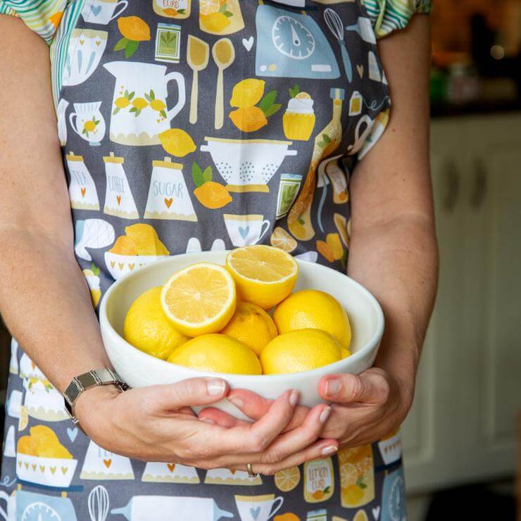 Lemon Apron For Women 100% Cotton - Double Front Pocket