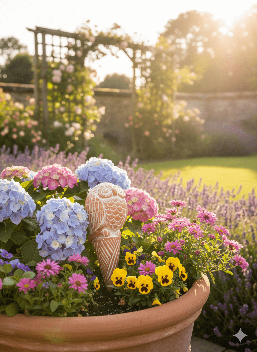 Sustainable Terracotta Owl Plant Water Spike