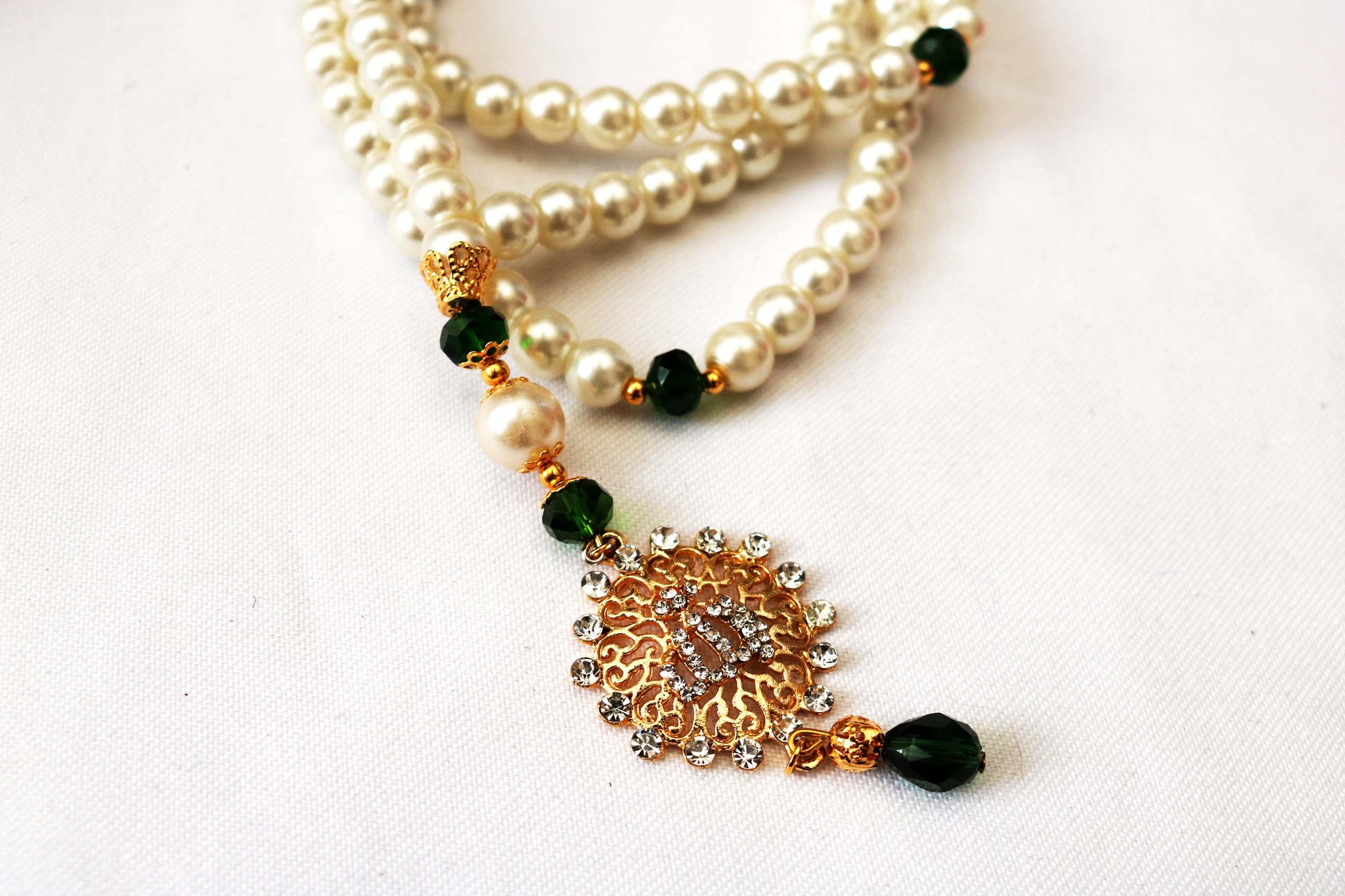 Shell Pearl Muslim Tasbeeh With Gold Plated Allah Locket