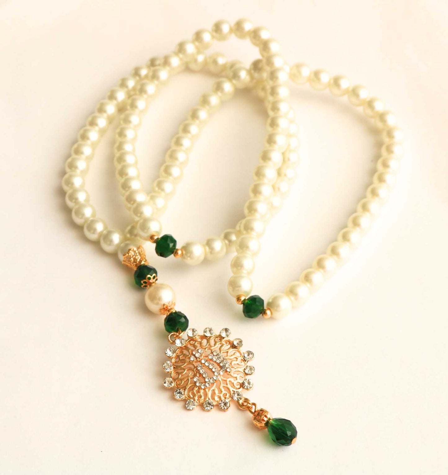 Shell Pearl Muslim Tasbeeh With Gold Plated Allah Locket