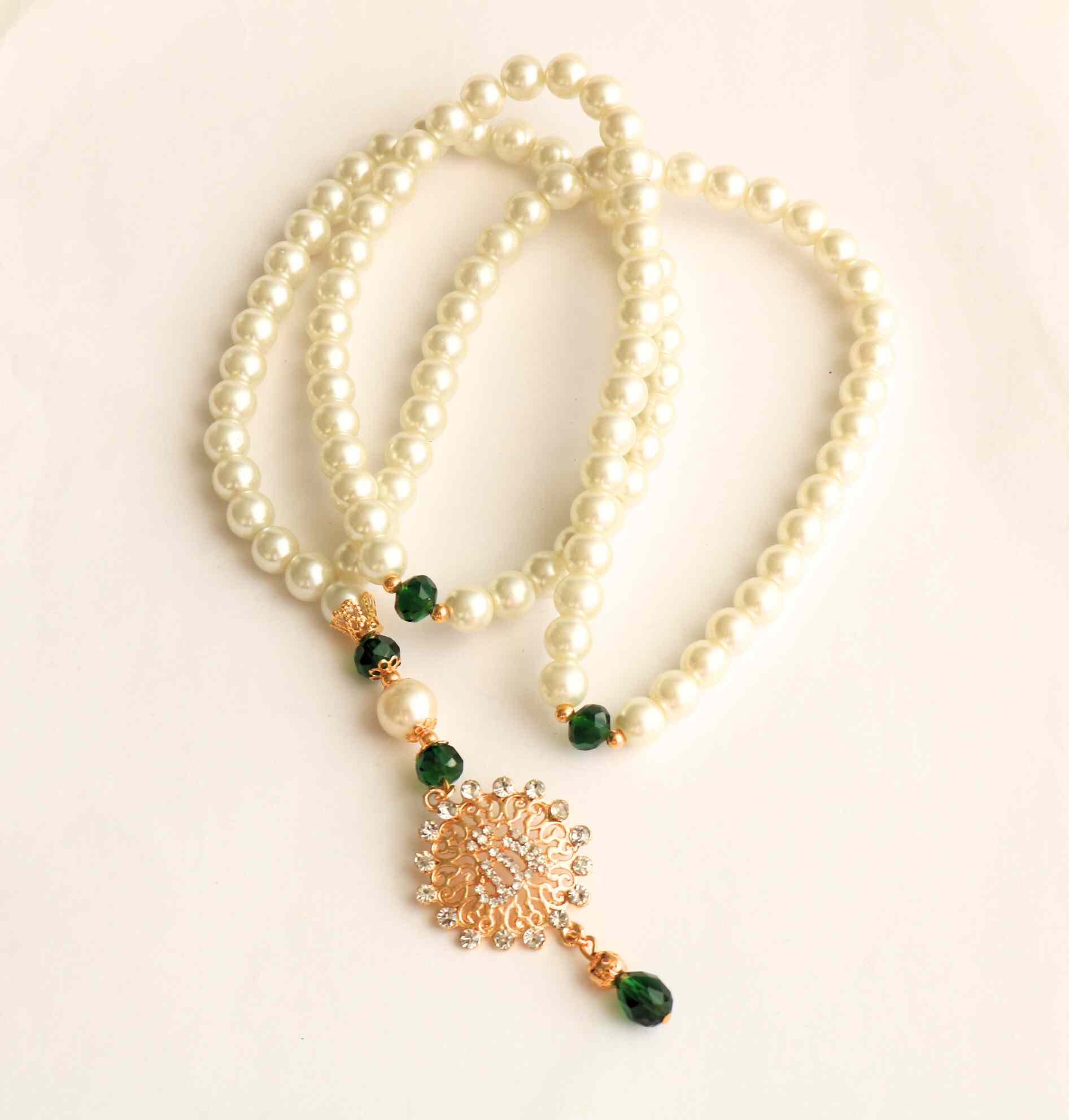 Shell Pearl Muslim Tasbeeh With Gold Plated Allah Locket