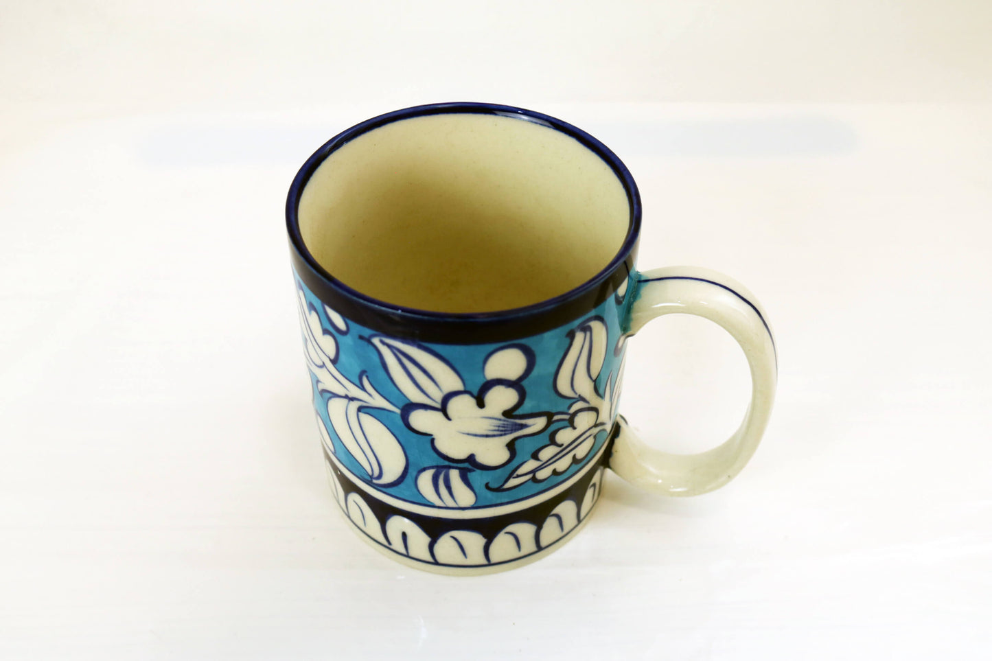 Ceramic Hot Chocolate Mug - Handmade Blue White Pottery