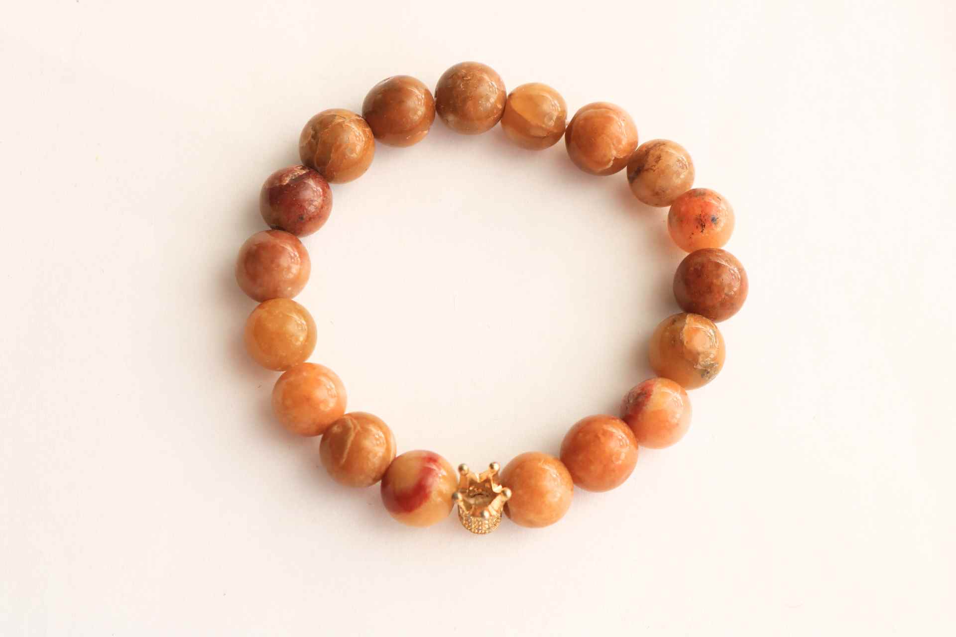 Men Mustard Gemstone Bracelet With Crown