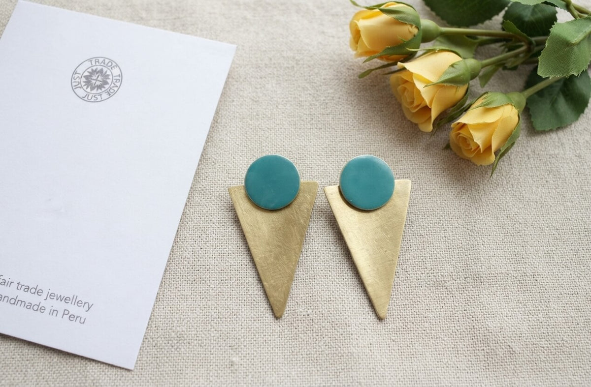 Statement Studs In Teal- Handmade