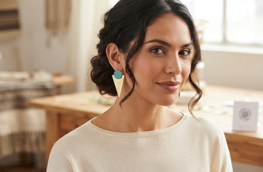 Statement Studs In Teal- Handmade