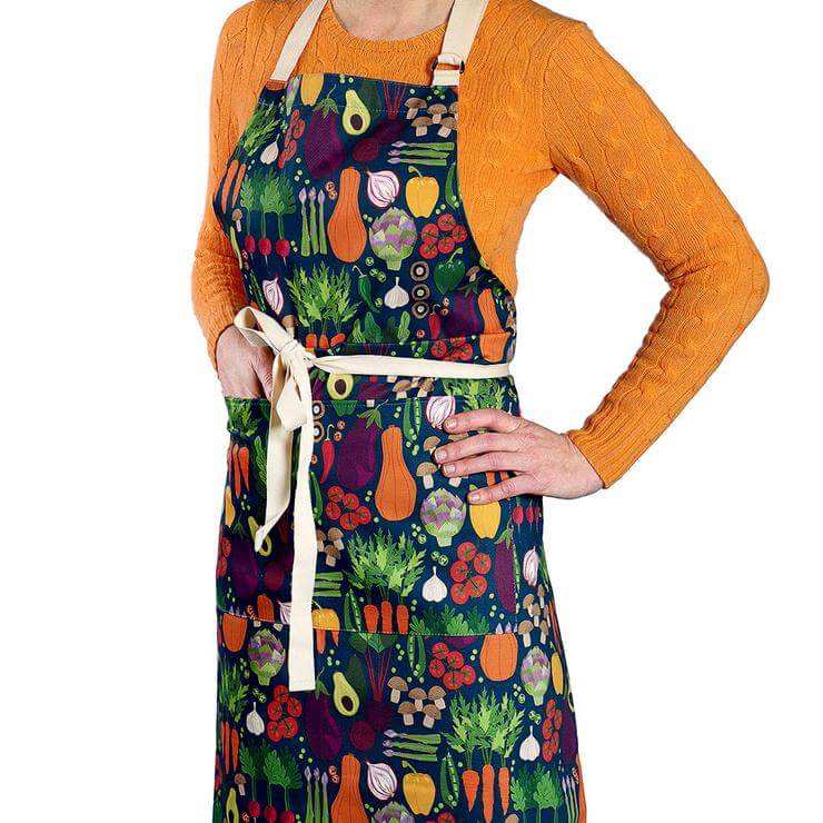 Vegetable 100% Cotton Apron For Women - Double Front Pocket