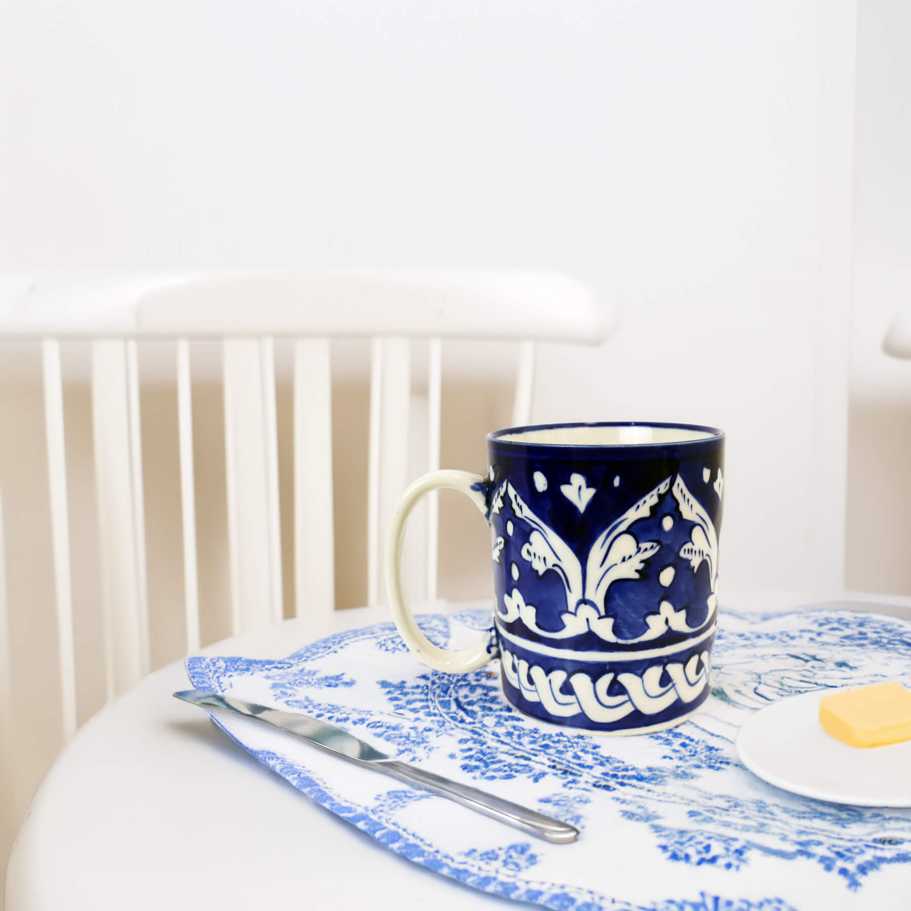 Ceramic Coffee Mug - Handmade Blue White Pottery