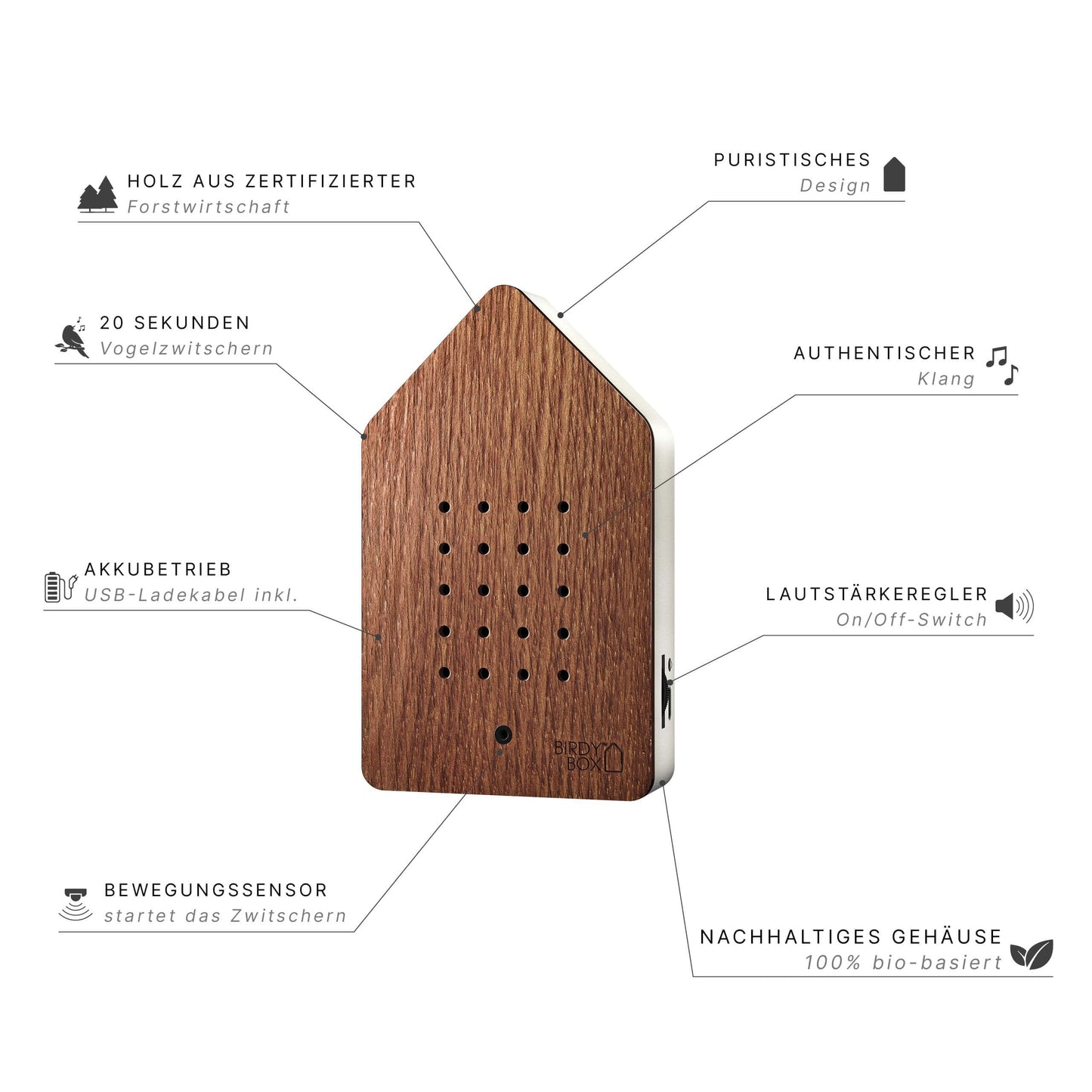 Zwitscherbox BirdyBox - Steamed Oak ( Bird Sound )