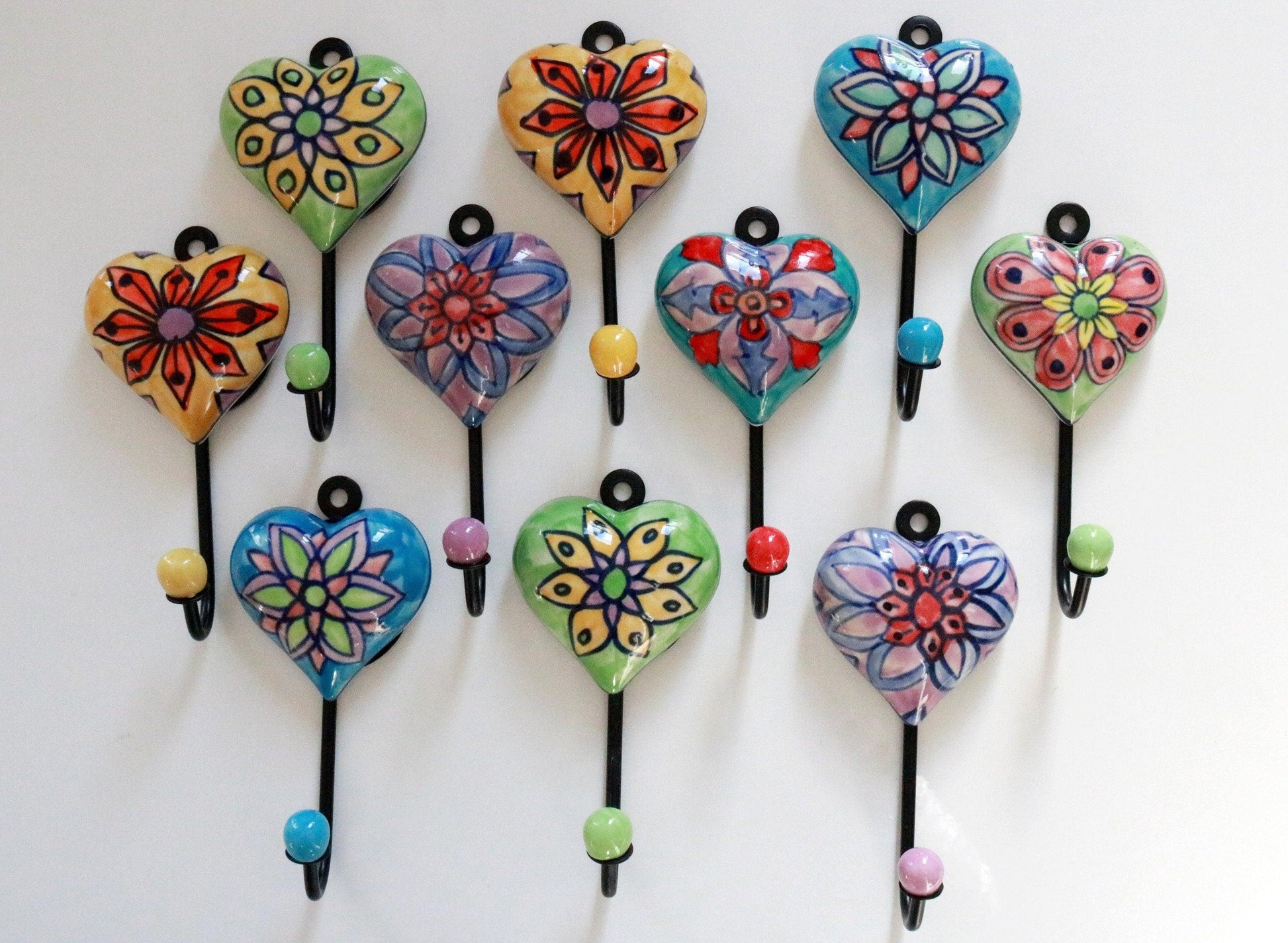 Handmade Heart Ceramic Wall Hook - Decorative Entryway Hook