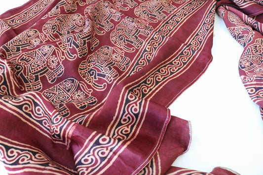 Elephant Natural Dye Silk Scarf Ethimaart 