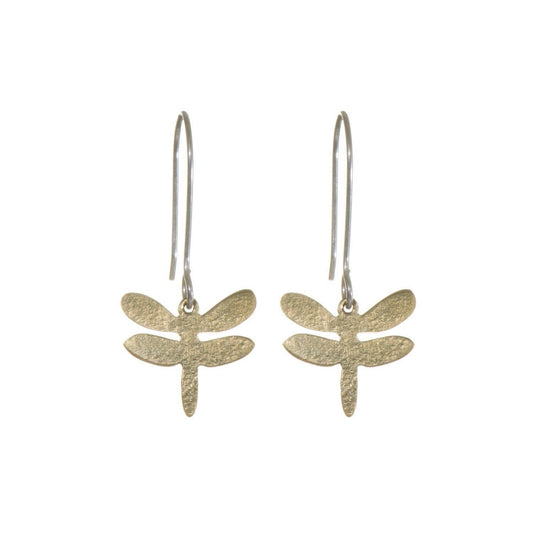 Dragonfly Earrings Hammered Brass Ethimaart 