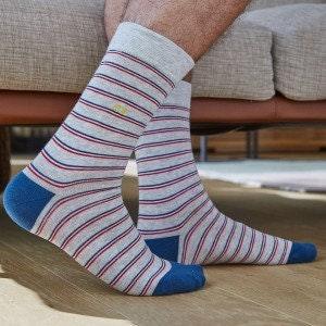 Mens Grey Fine Stripes Socks Ethimaart 